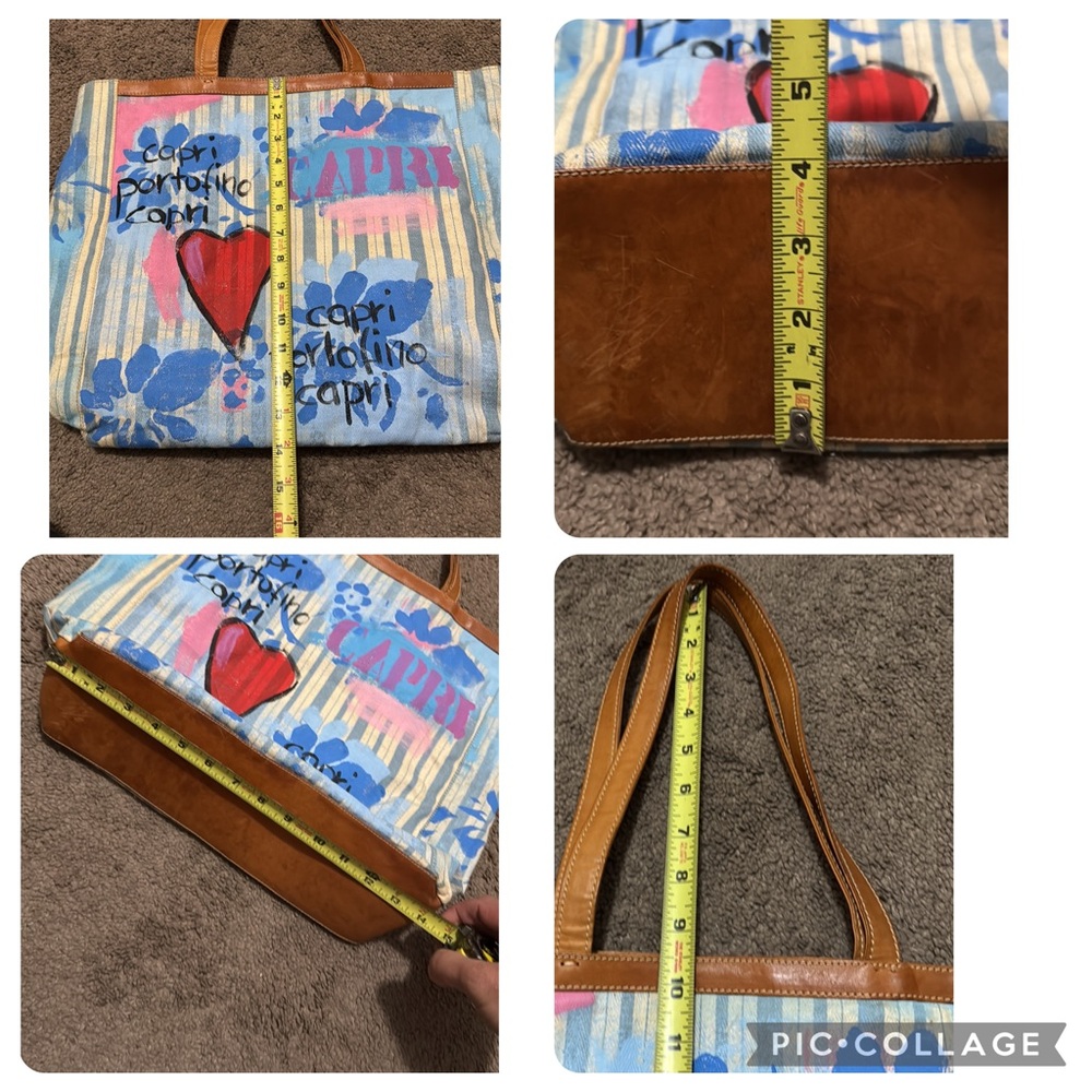 One of a Kind Tina Cantini Tote-Canvas/Leather-Capri/Portofino Themed-Blue - Picture 15 of 17